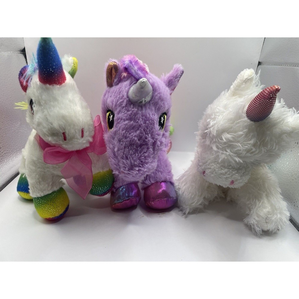Unicorn Plush Lot of 3 Purple Rainbow Stuffed Animals Toys Girl P7